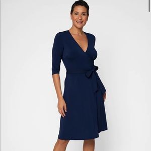Leota Wrap Dress - Medium, Navy